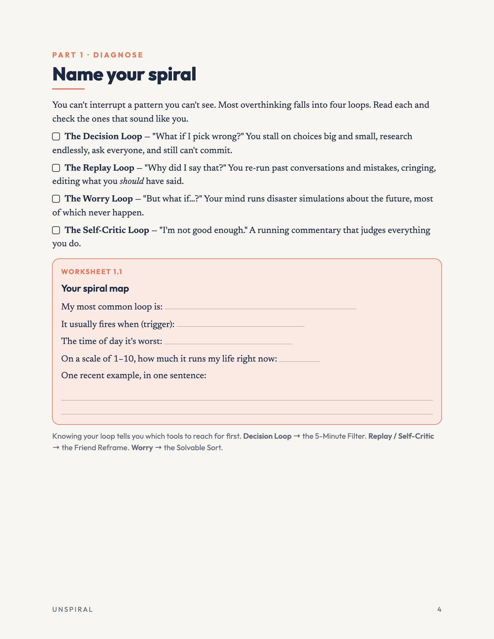 Sample worksheet page