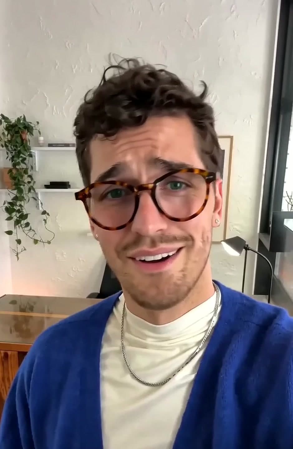 An overthinker mid-spiral, looking at the camera